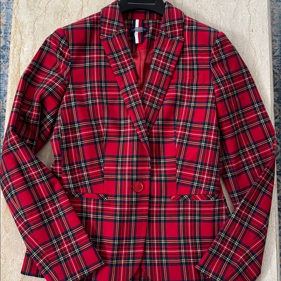 NWT Tommy Hilfiger Red Tartan Women's Blazer - Picture 5 of 14